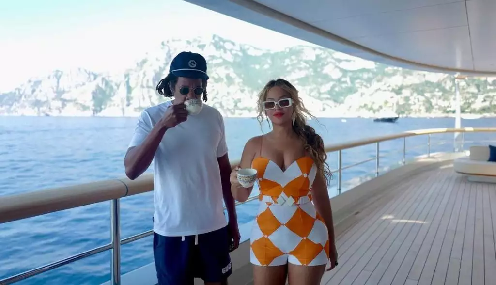 Beyonce and Jay Z on board the superyacht Flying Fox