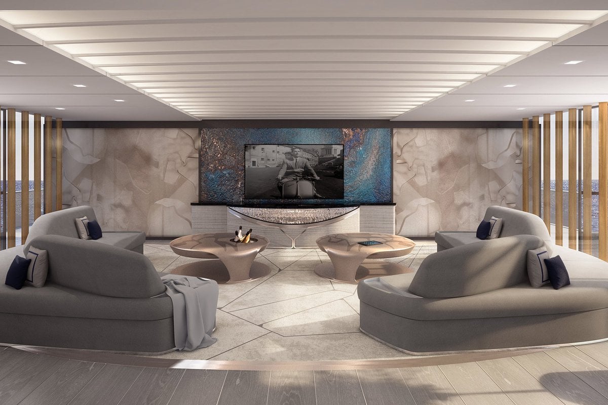 Design d'intérieur de yacht mars et blanc