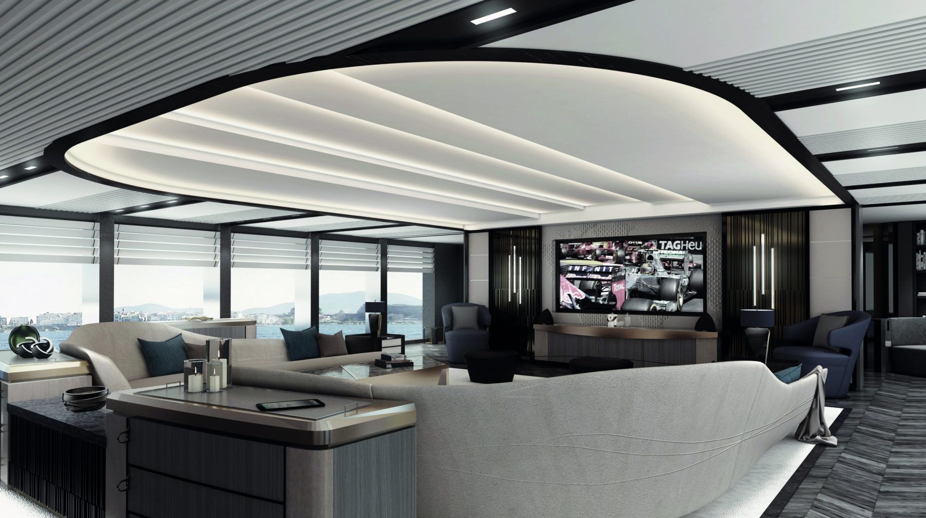 March and White yacht interior design