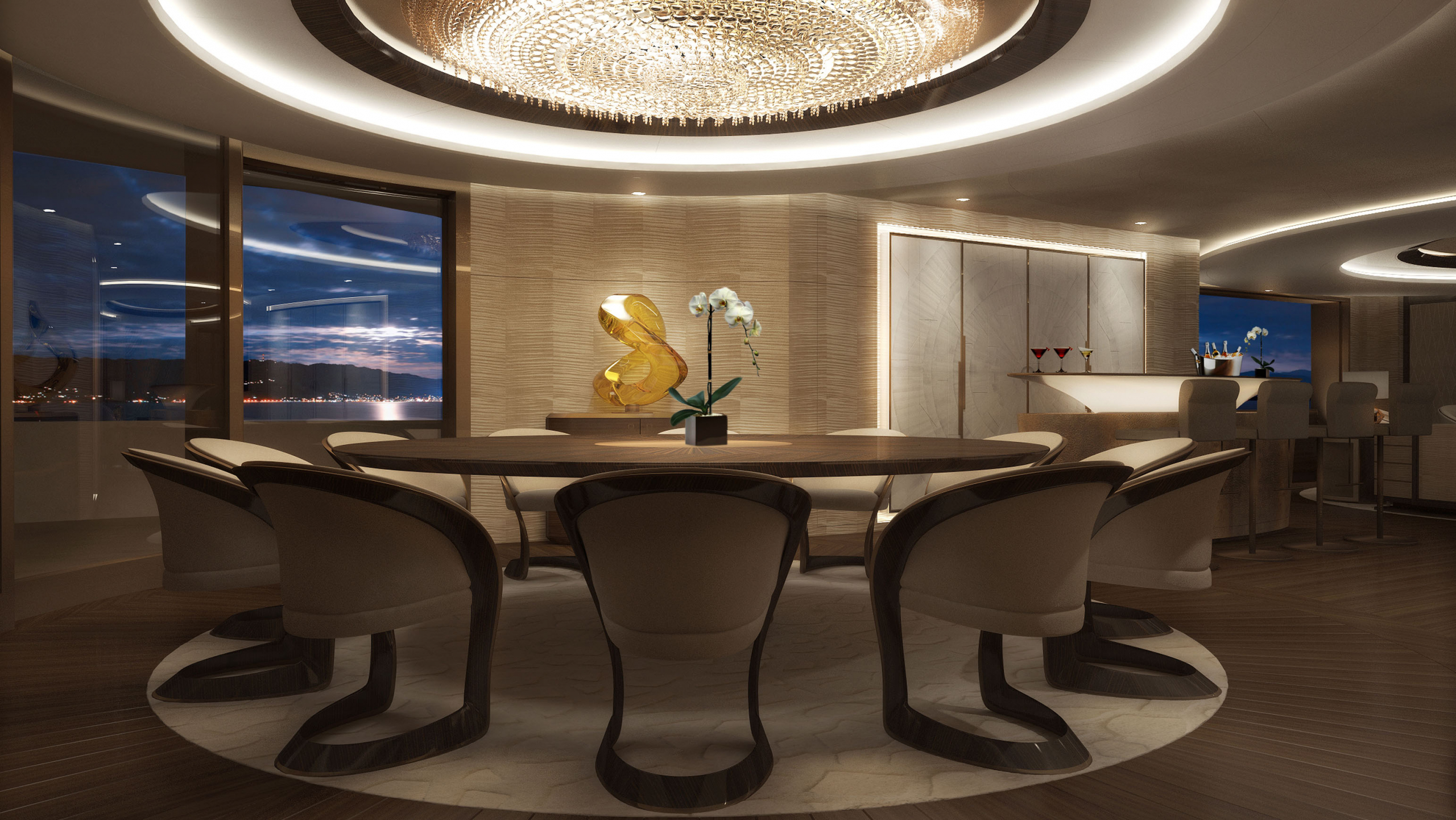 Interior design dello yacht Reymond Langton 