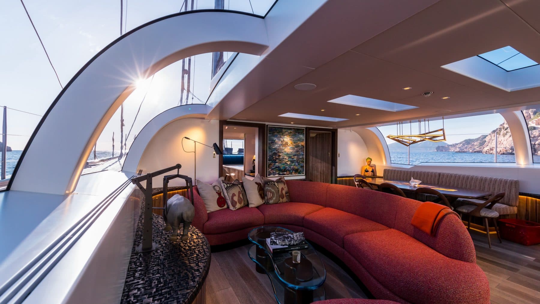 interior of sailing yacht a