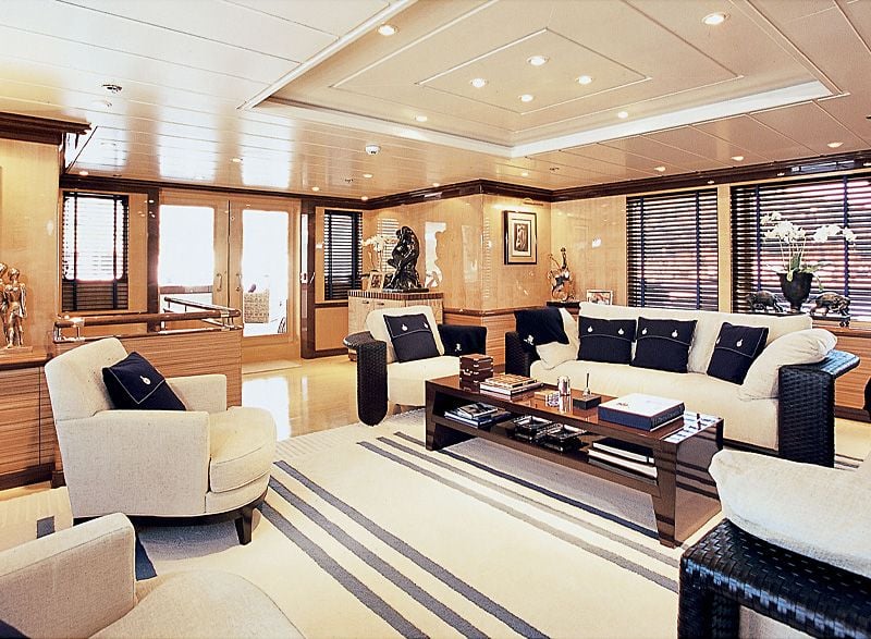 mega yacht blue interior