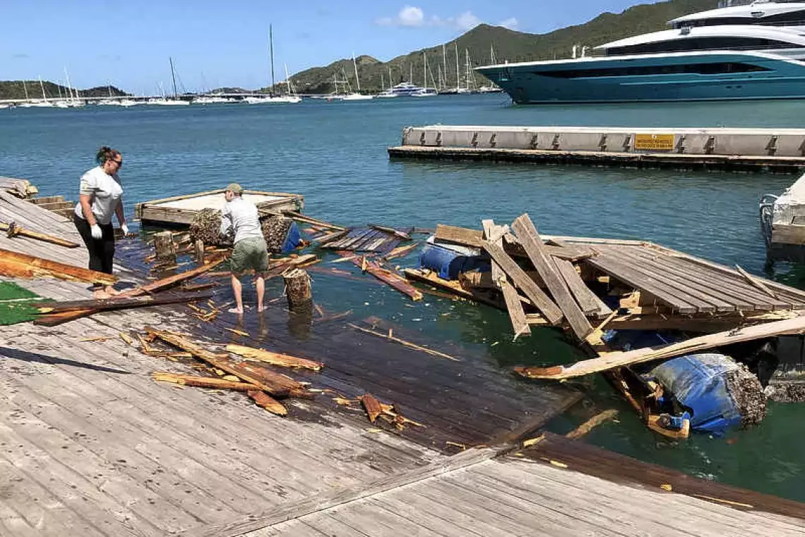 damage to the dock in St Maarten