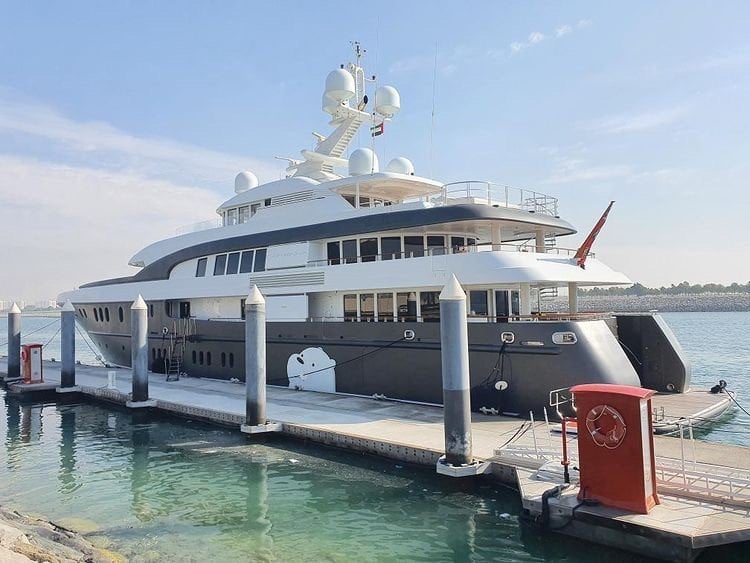 The yacht Caipirinha near Yas Marina in Abu Dhabi