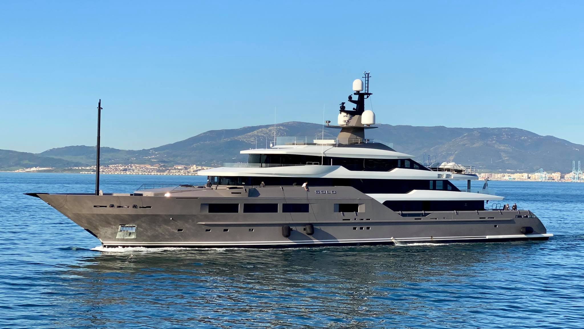 Carlo De Benedetti's yacht Solo arriving in Gibraltar