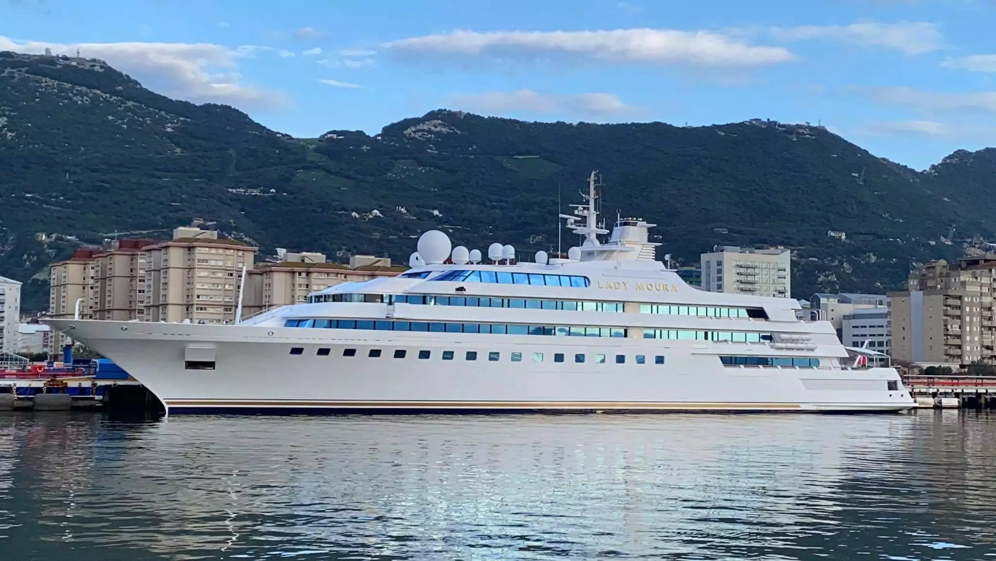 jacht Lady Moura in Gibraltar