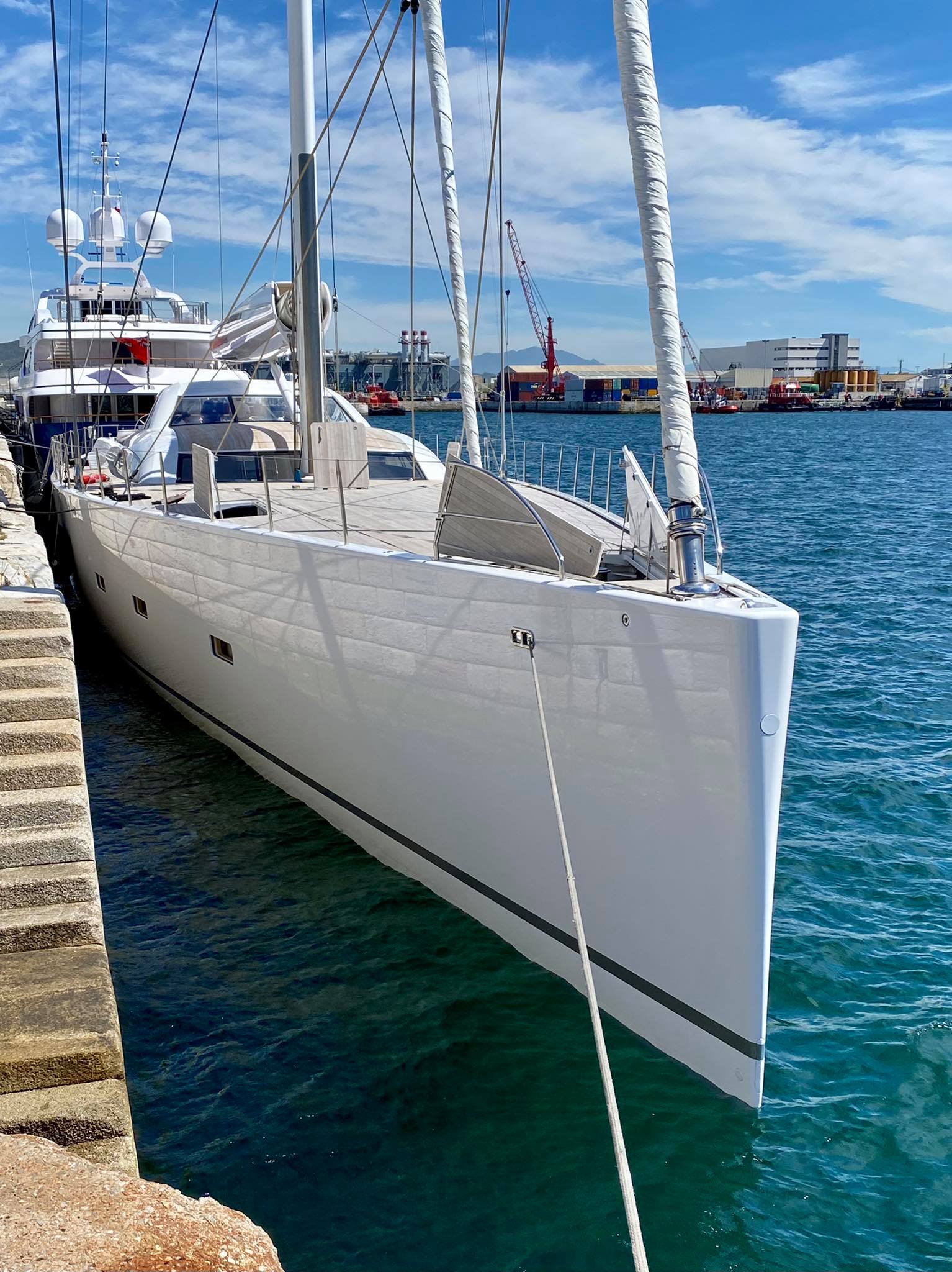 unfurled sailing yacht