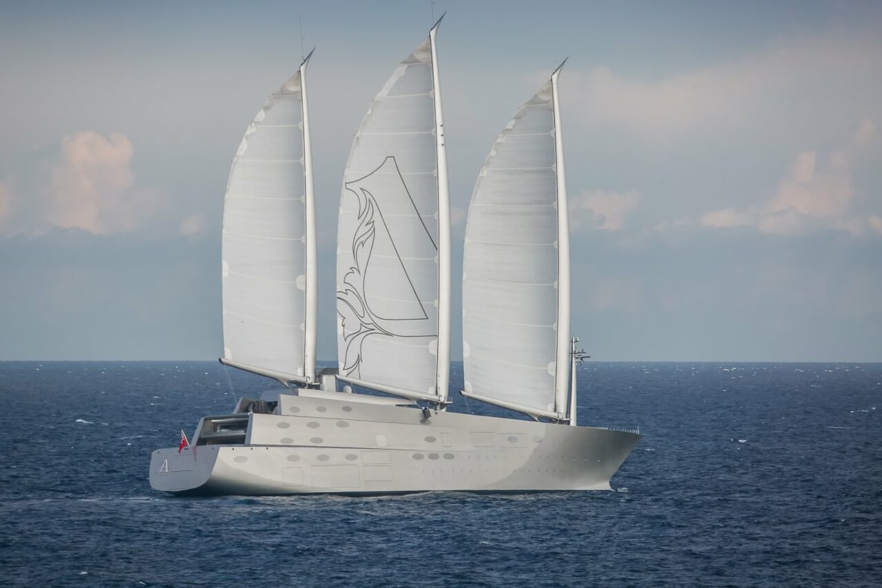 Sailing Yacht A sailing with full sails up