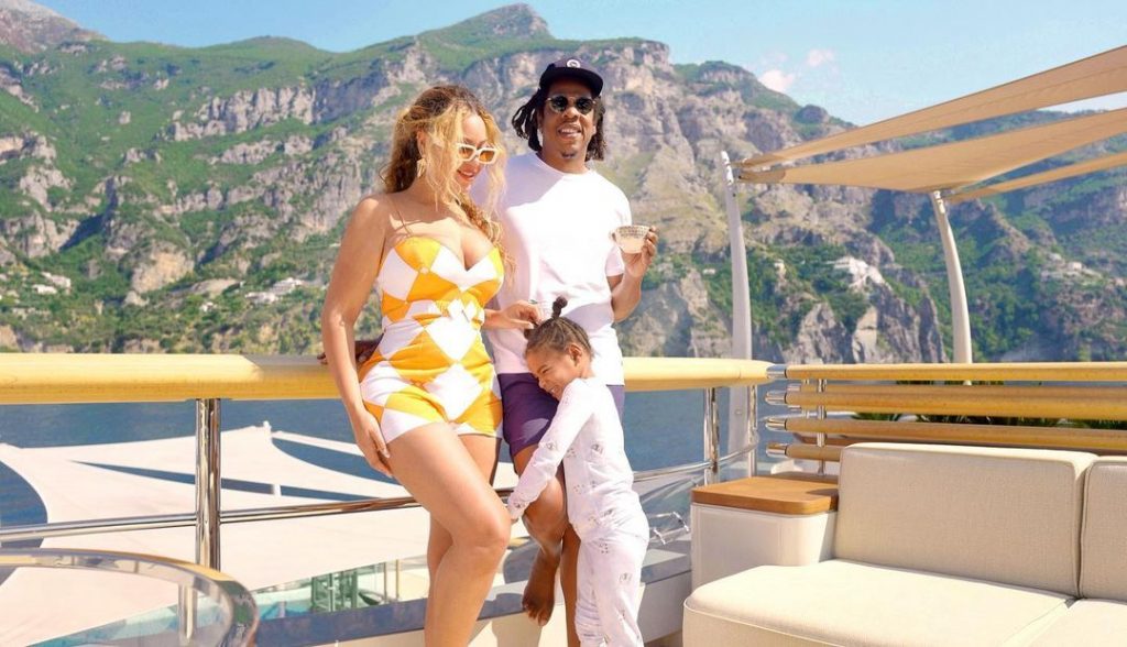 Beyonce and Jay Z on board the superyacht Flying Fox