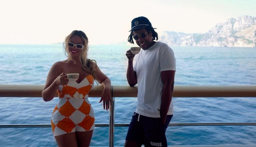 Beyonce and Jay Z on board the superyacht Flying Fox