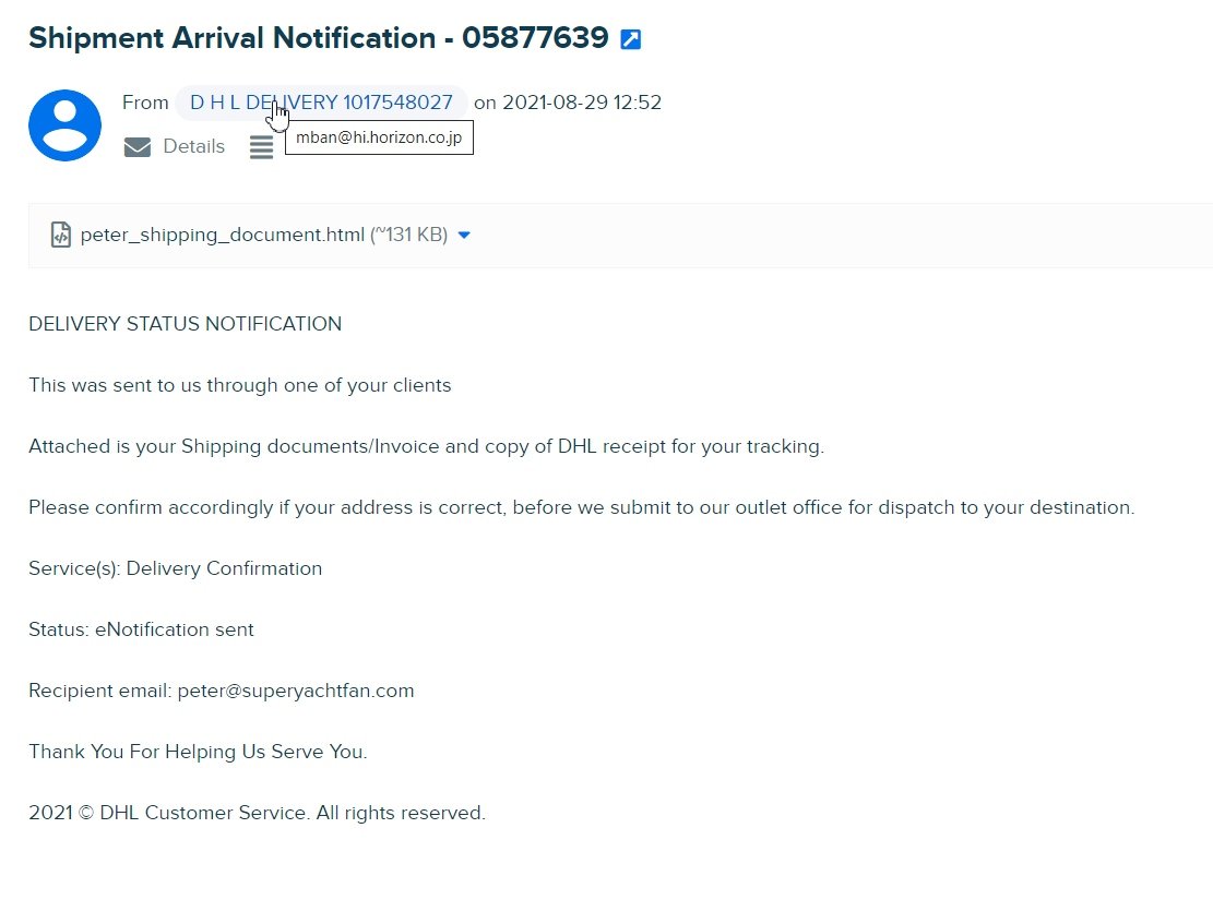 SPAM-voorbeelden ontvangen door SuperYachtFan