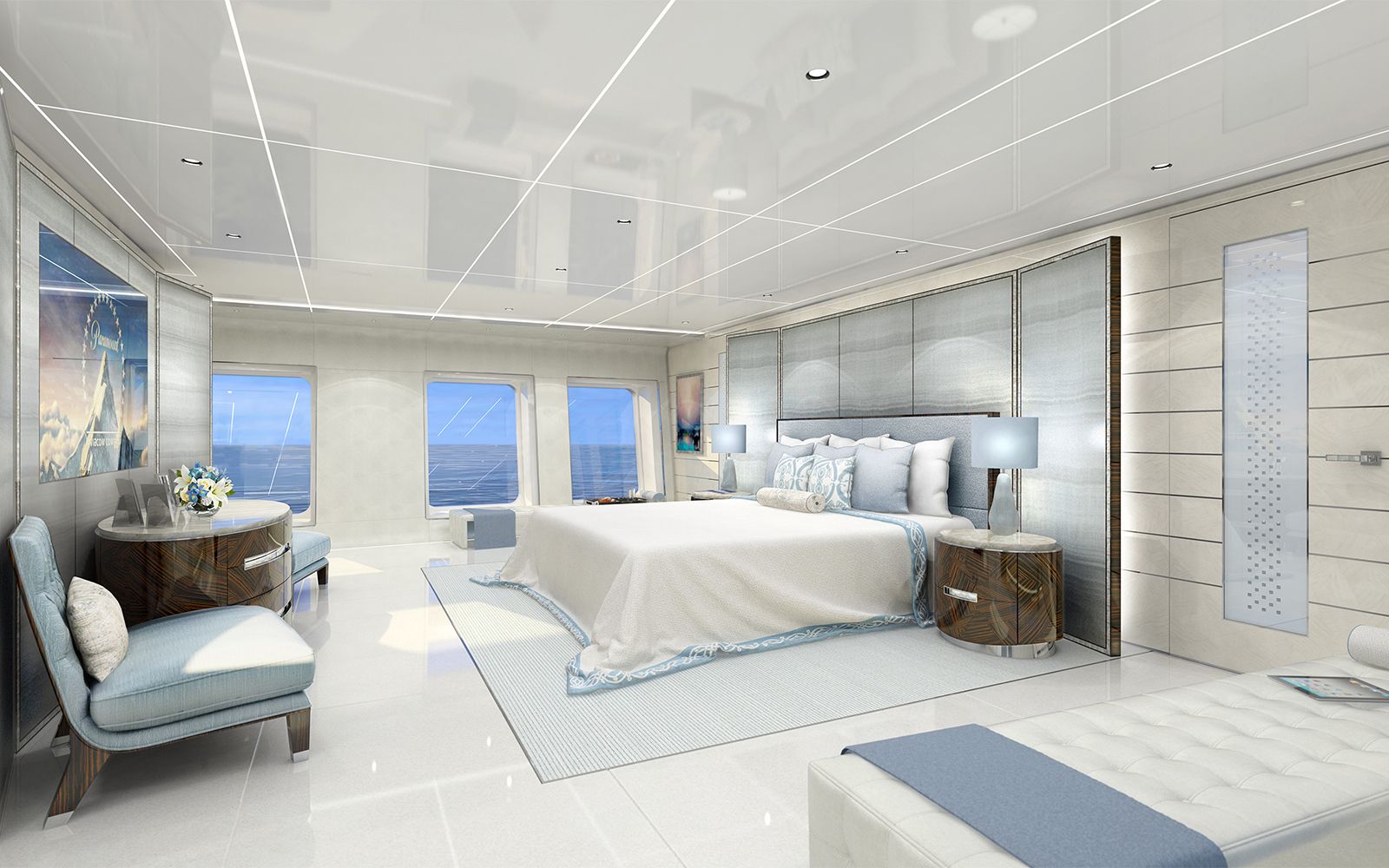 Intérieur du yacht turquoise ROE