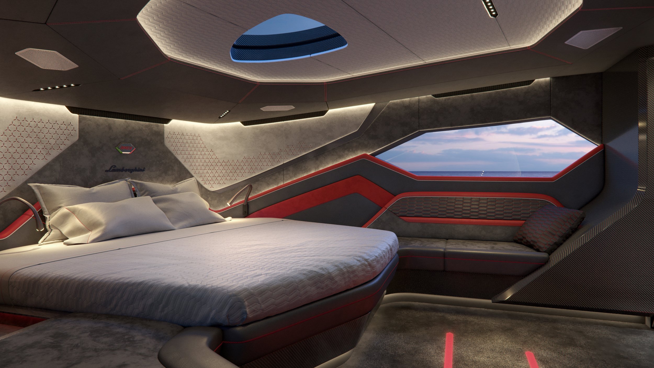 Tecnomar Lamborghini 63 yacht interior 